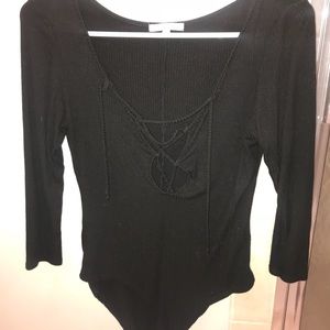 Black lace up one piece